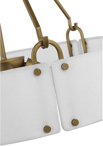 Miniatura 4 de Nuvo Lighting 67691-4 Lámpara colgante de latón natural de tela de lino blanco para interiores (Halter 4LT colgante BRS (60-7691))