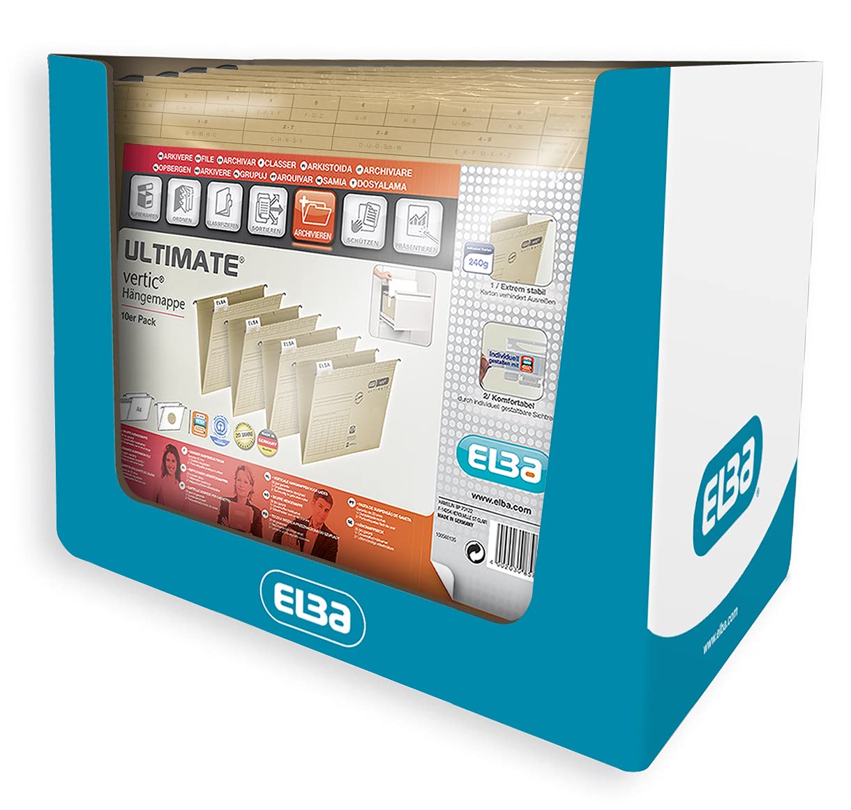 ELBA Hängemappe vertic ULTIMATE, 50er Pack, DIN A4, Recycling-Karton, braun