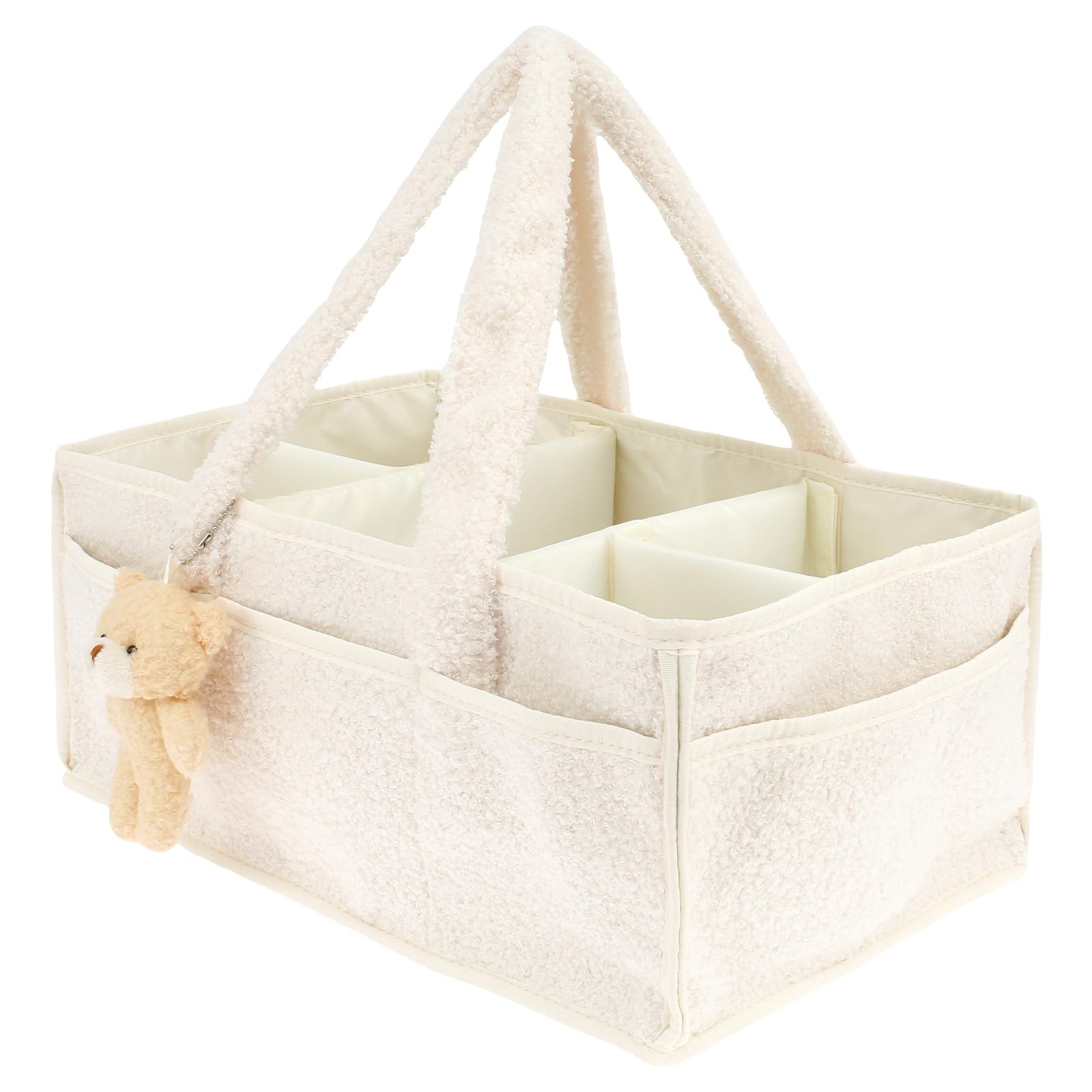 Haijed Beige Nappy Caddy, Diaper Caddy Organiser With Removable Dividers, Baby Diaper Organiser, Baby Shower Gifts For New Mum, Felt Nursery Storage Baskets For Changing Table (Beige)