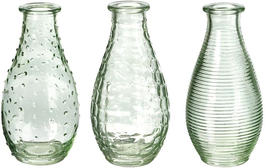 FloraLcraft Mini Glass Bud Vases for Fresh & Dried Flowers – Vintage Ribbed Decorative Vase Set for Wedding Centrepieces, Table Décor & Home Styling – Set of 36