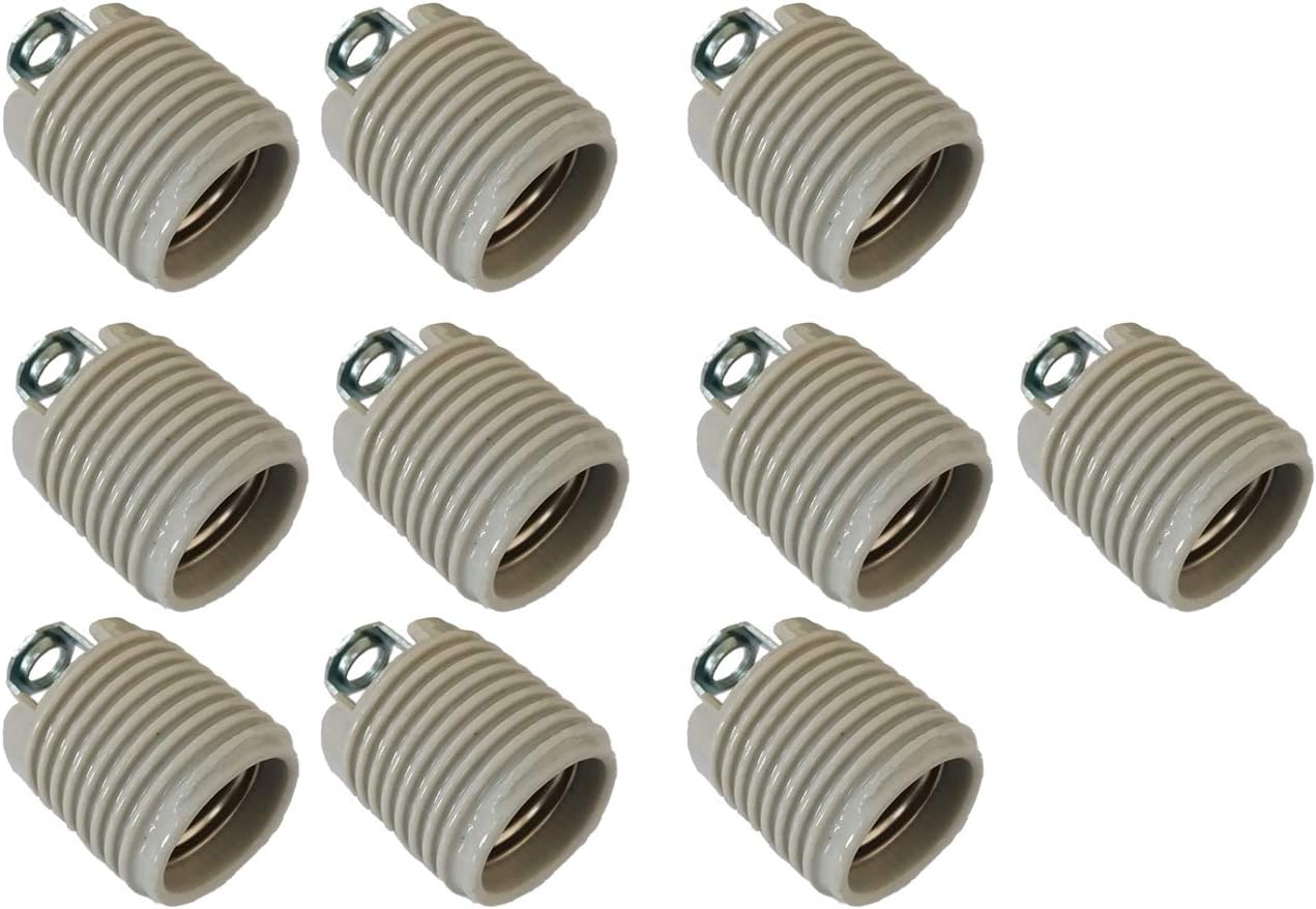 E26/ E27 Light Sockets, Lamp or Fixture Replacement Medium Base CeramicsLight Socket?Retaining Ring (10 PCS,Light Socket)