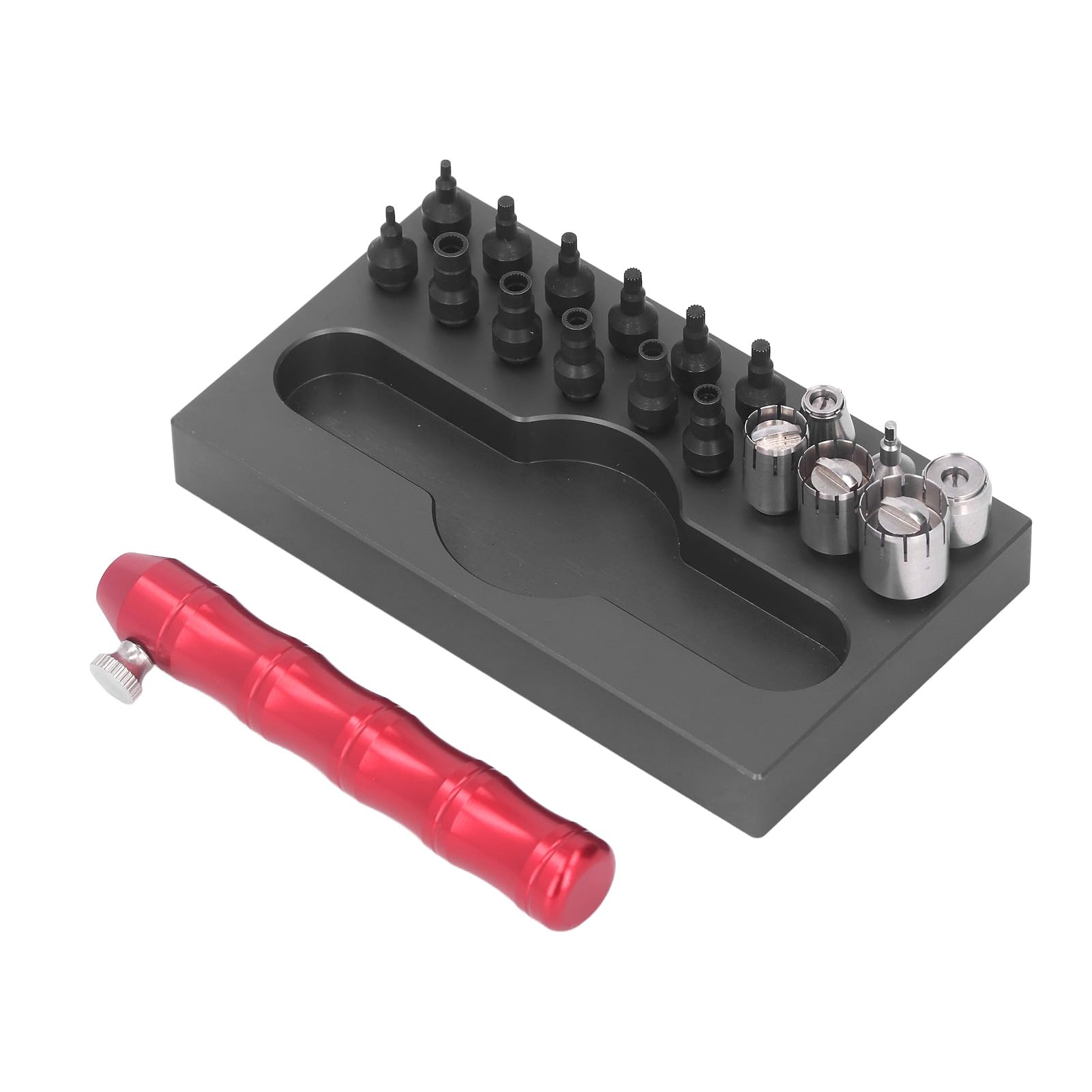 Herramienta de Extracción de Tubo de de Reloj, Herramientas de Reparación Prácticas de Acero de Aleación Portátil para Relojeros, Rojo y Negro