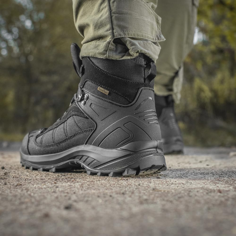 M-Tac Buty Taktyczne Trekkingowe Jesienno-Zimowe Wodoodporne (5, Black, 44, Unijne rozmiary obuwia, Dla dorosłych, Alpha, Średnia, Średnia)