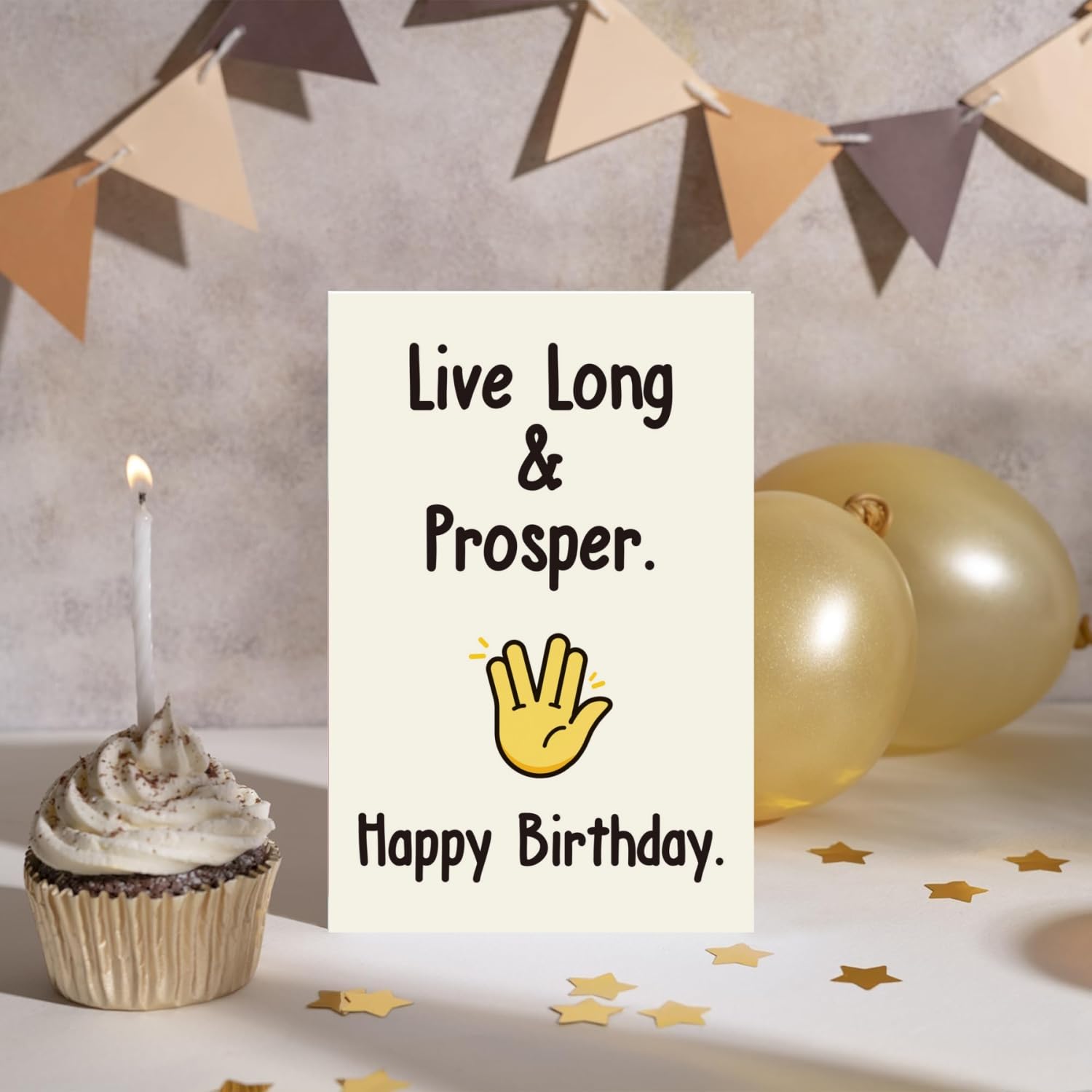 Movie Birthday Card for Men Women, Funny Space Travel Birthday Card for Him & Her, Happy Birthday-Live Long and Prosper