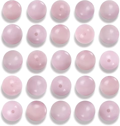 100 cuentas de piedras preciosas de cuarzo rosa liso natural de 0.315 pulgadas (0.315 in), cuentas redondas sueltas de piedra para fabricación de