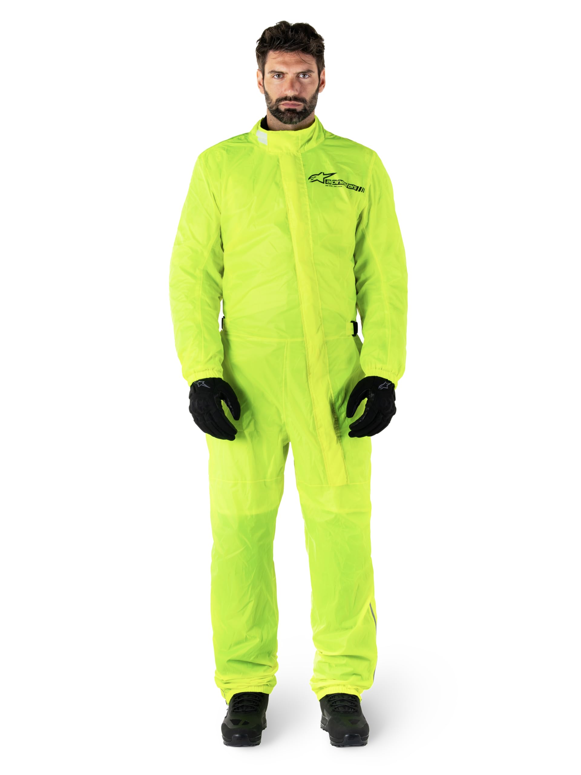 Alpinestars Hurricane Rain v2 Waterproof Motorcycle Suit, Lightweight All-Weather Rain Gear with Reflective Safety Features, Durable Compact Design for Riders, L, Yellow Fluo