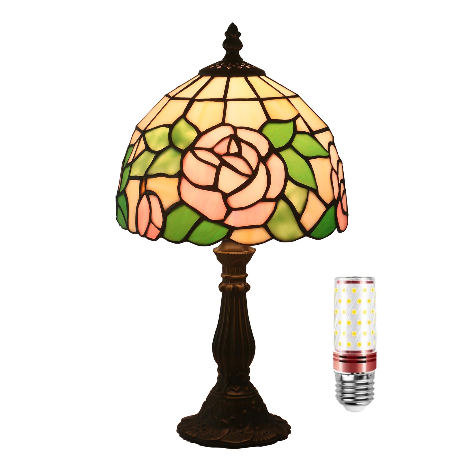 Aioneer Handmade Tiffany Style 8 Inch Stained Glass Table Lamp For Living Room And Bedroom Decorative Tiffany Lamps-A