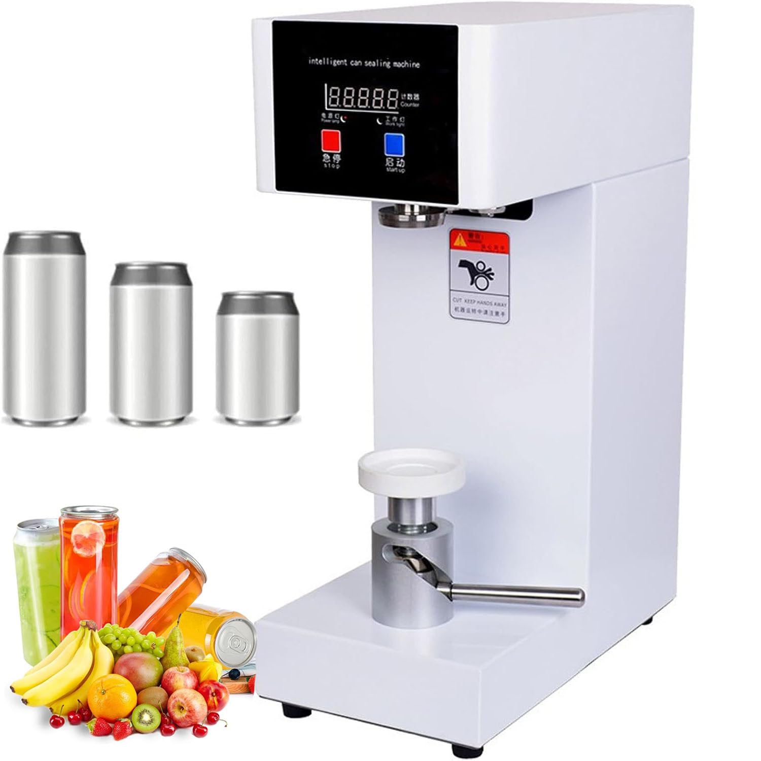 ASerZenith Commercial Soda Can Sealer With Lcd Counter, Height Adjustable For Soda, Aluminum, Tin Cans Sealing Solution,White