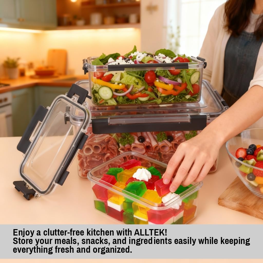 Pack of 3 Vacuum Food Storage Containers with Lids - Airtight, Moisture-Proof, Stackable Plastic Set for Pantry Organization & Kitchen Storage Essentials (3, Rectangular)