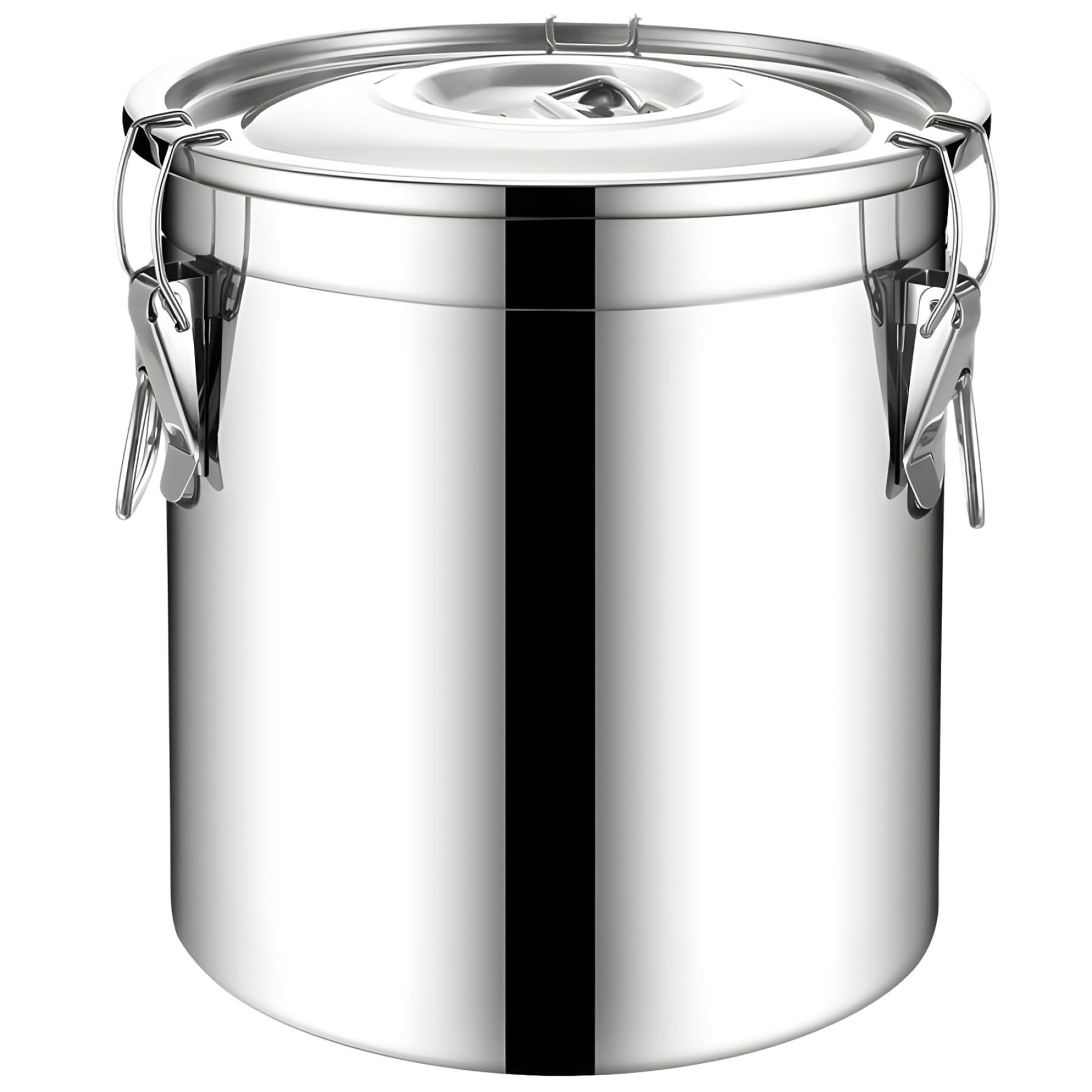 Latemeia Stainless Steel Food Storage Containers 21L Stainless Steel Bucket with Lid & Lock Airtight Storage Canister for Flour Grain Coffee Bean Rice, Bucket, With Lid