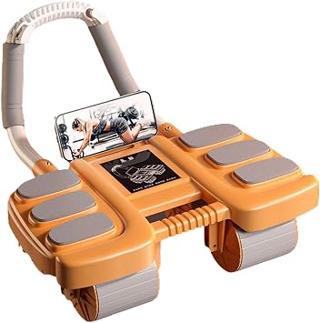 Ab Roller Wheel Abdominal Trainer, 4 Wheel Abdominal Rollers Wheel, Automatic Mute Rebound Wheel Roller With Elbow Support, Workout Equipment For Fitness Enthusiasts & NovicesOrange1