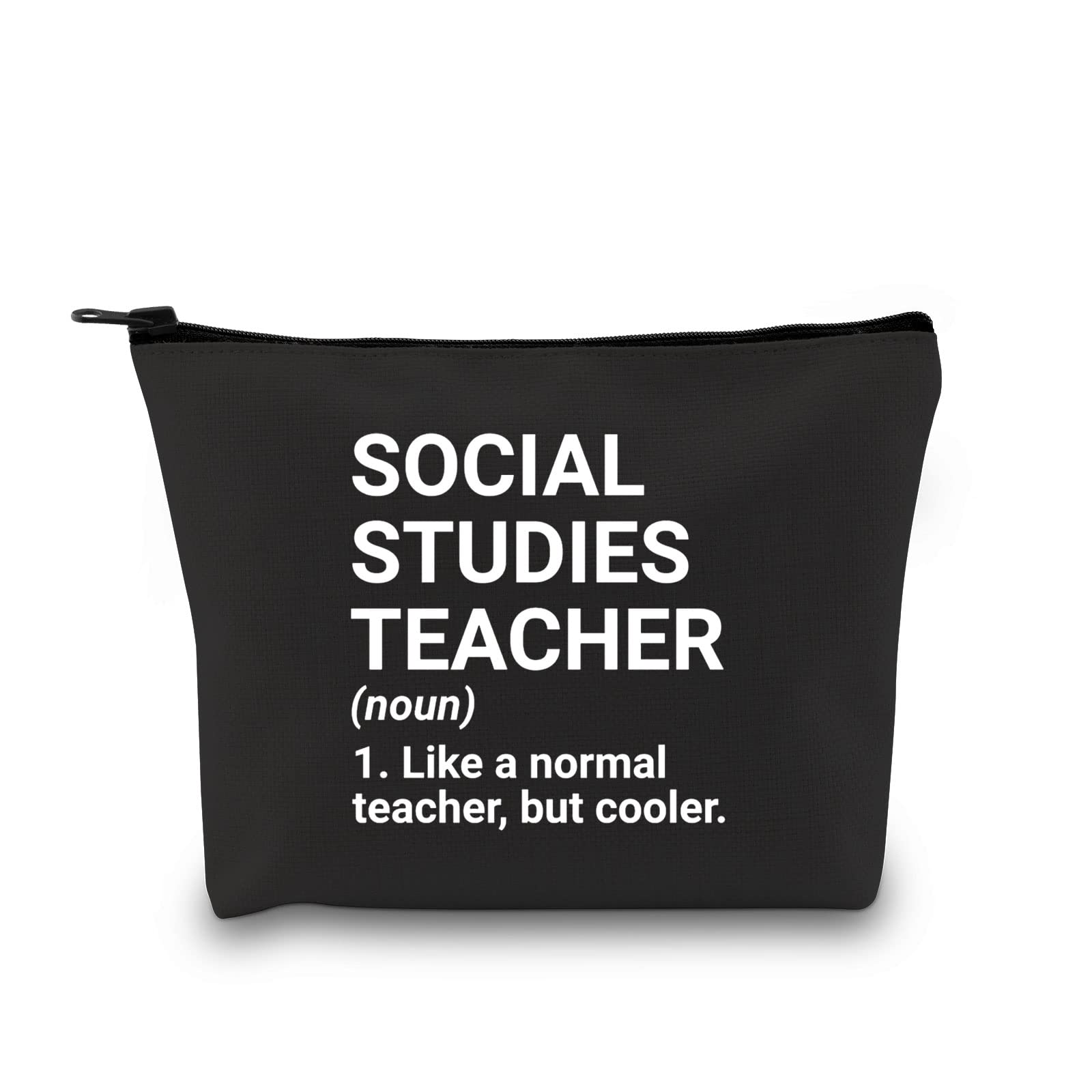 GJTIM Social Studies Teacher Gift: Cosmetic Bag, Travel Makeup Storage, Black, Letter Print