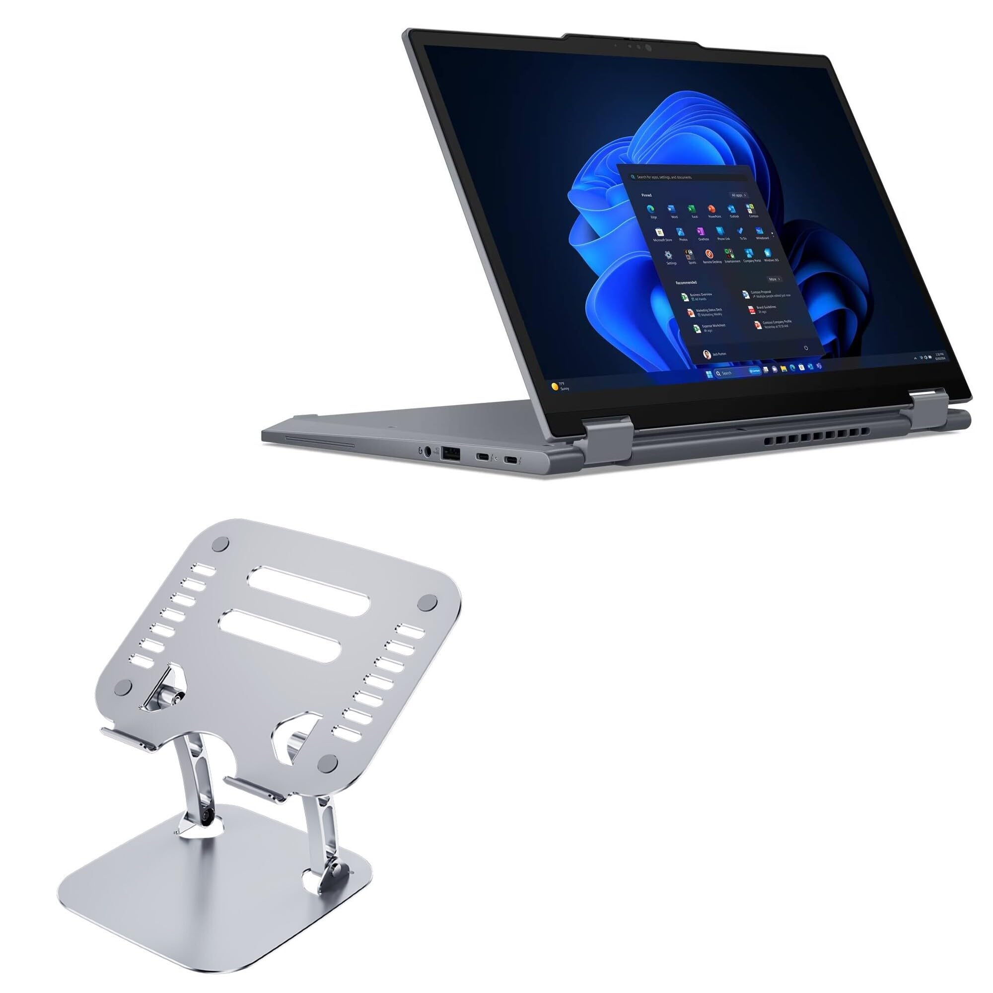 BoxWave Stand and Mount Compatible with Lenovo ThinkPad X13 2-in-1 Gen 5 (21LX) - Executive VersaView Laptop Stand, Ergonomic Adjustable Viewing Angle Metallic Riser - Metallic Silver