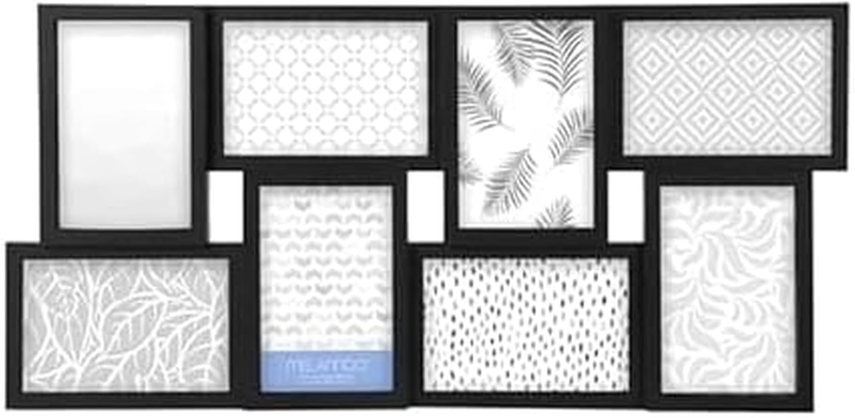 24 x 12 Inch 8 Opening Photo Collage Frame, Displays Four 4x6 and Four 6x4 Inch Photos, Black