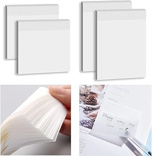 200pcs Transparent Sticky Notes Self-Stick Note Pads, Clear Sticky Notes ，Transparent Self Adhesive Removable, Waterproof  Notes, Suitable for Writing and Taking Notes  (3×3 in，3.7×2.7 in)