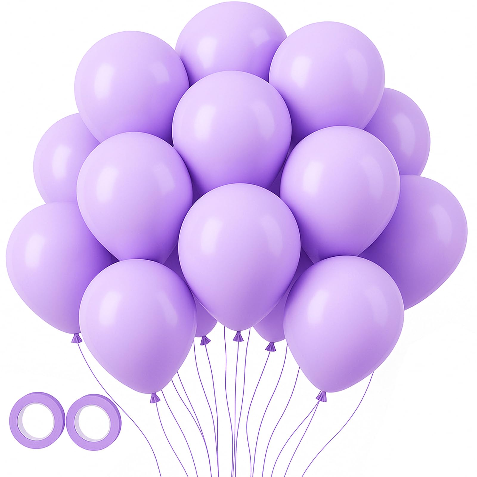 Voircoloria 105pcs Pastel Purple Party Latex Balloons, 12inch