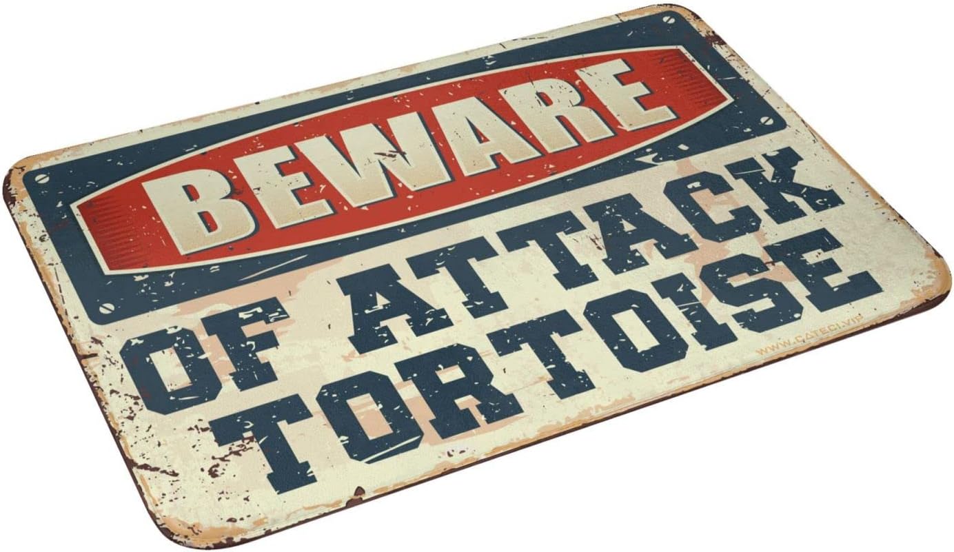 Things for Boys Room Beware of Attack Tortoise Rug Shoe Mat Decor for Bedroom(50X80CM)