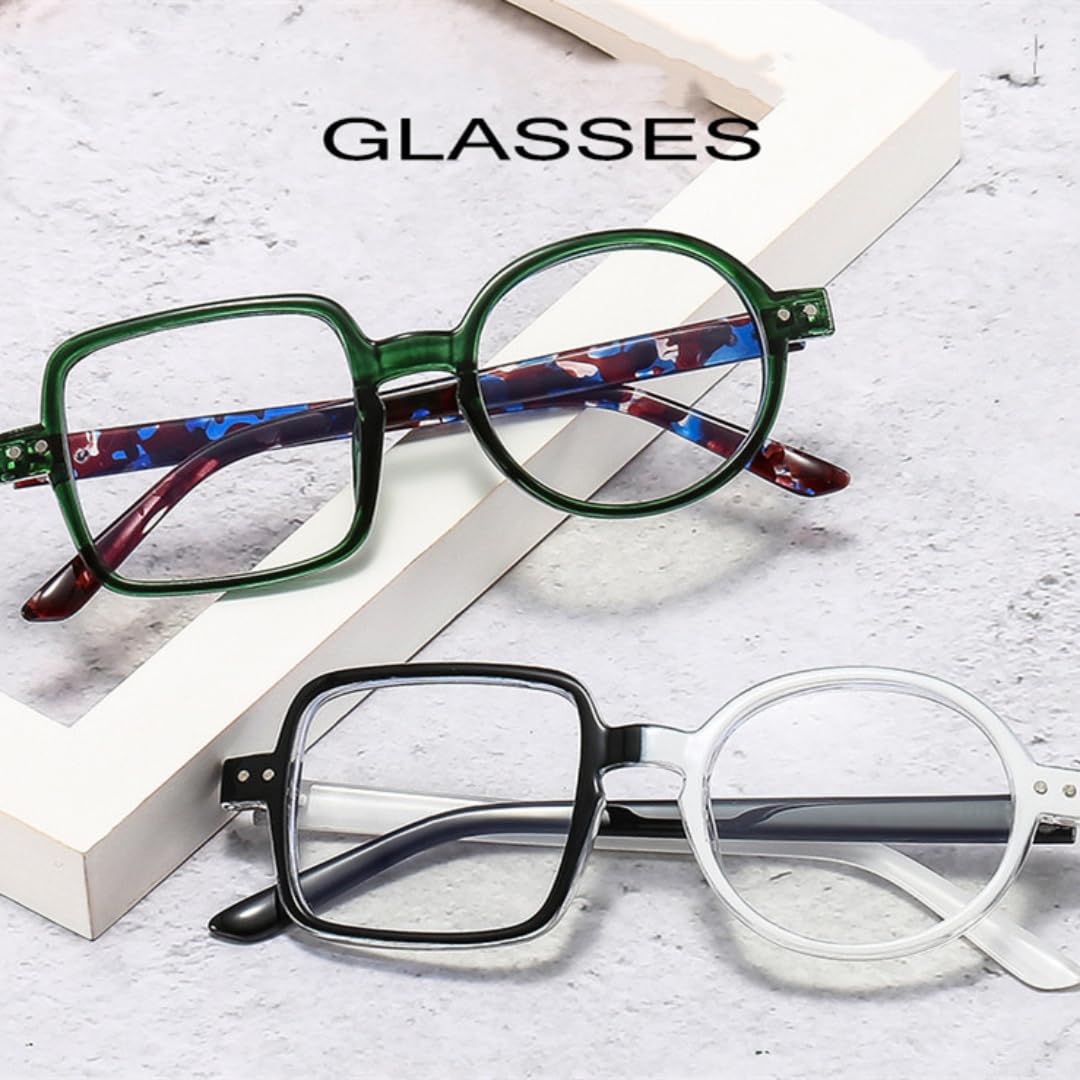 Lunettes carrées rétro pour femmes et hommes monture transparente style rond verres transparents