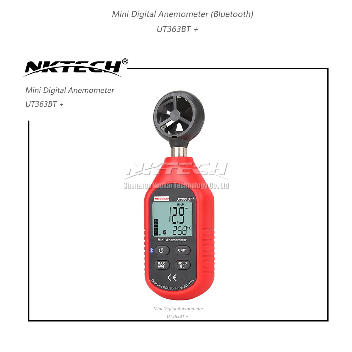 UT363BT - Misuratore digitale Bluetooth per anemometro di velocità del vento, per tempo massimo/min, raccolta dati meteo per attività all'aperto, windsurf, vela, surf, pesca con cacciavite TL-1