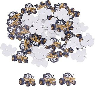 VILLCASE 50 Pçs Botões Para Roupas Jeans Botão De Madeira Botões De Desenhos Animados De Madeira Botões De Natal Botão Em Forma De Carro Botões De Madeira Faça Você Botões De
