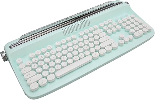 Miniatura 6 de Teclado mecánico para juegos, teclado inalámbrico de máquina de escribir, teclado Bluetooth con soporte para teléfono, teclado redondo de 104