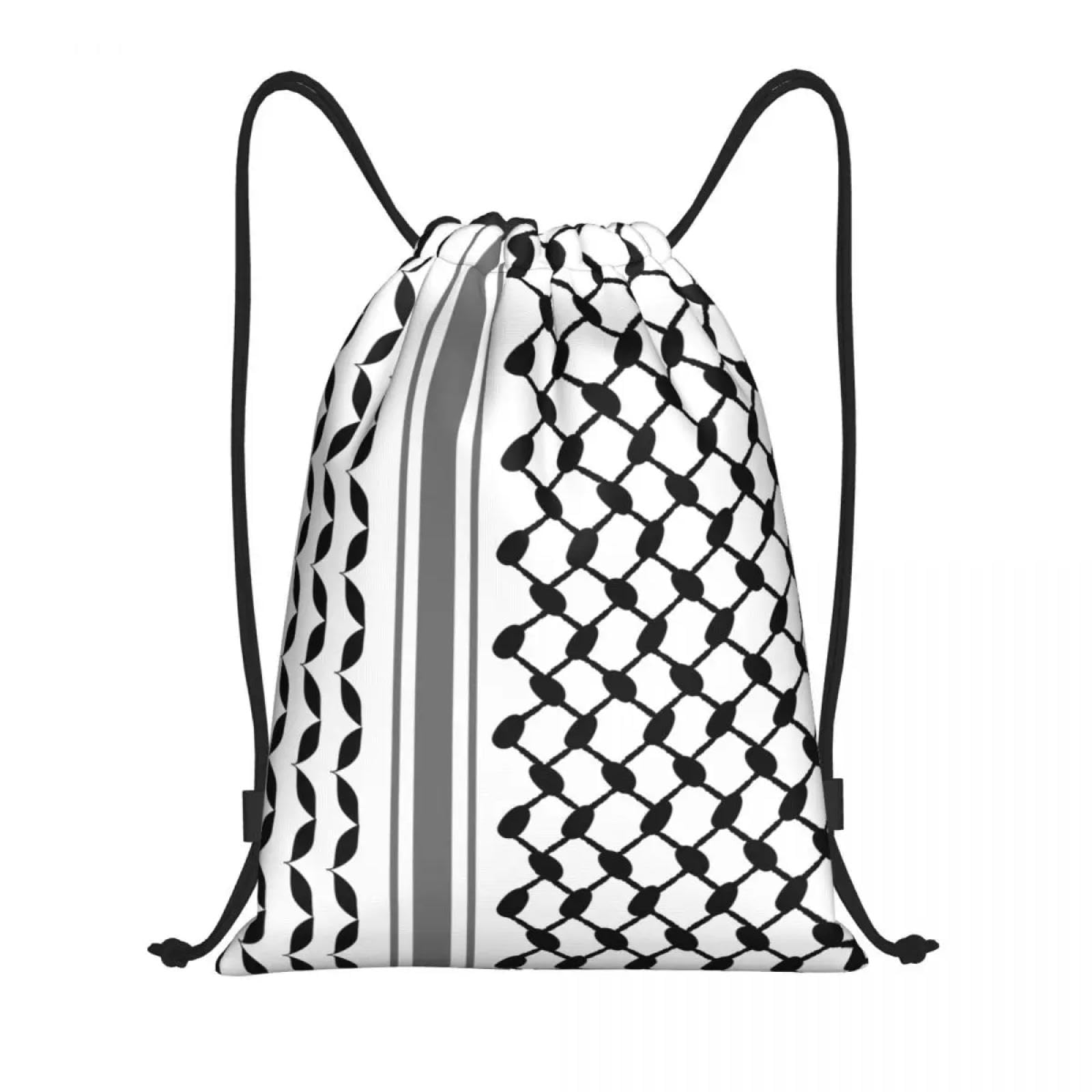 drawstring backpack Custom Arabic Keffiyeh Traditional Pattern Drawstring Backpack Bags Lightweight Tatreez Embroidery Sackpack Sacks for Training