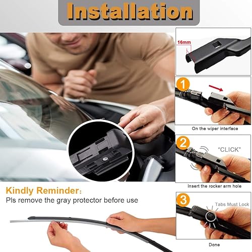 Vista 61 de AUTOBOO Limpiaparabrisas de 21 + 21 pulgadas con limpiaparabrisas trasero de 14 pulgadas de repuesto para Jeep Grand Cherokee 2005 2006 2007 208