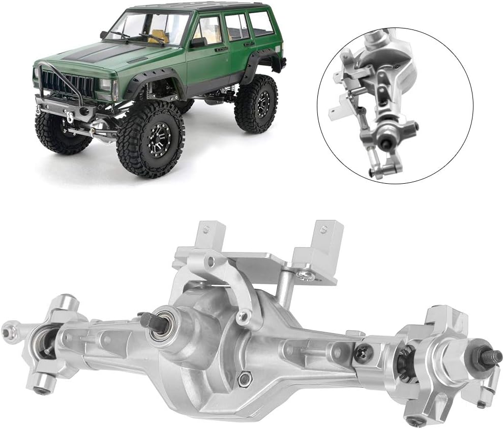 Dilwe RC Car Metal Front Axle Upgrade Part for HSP 94180/RGT 18000 1/10 Crawler-Type Truck Toy Cars, RC Axles CNC Metal RC Axles RC Accessories(Silver)