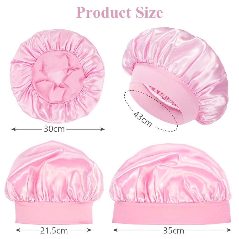 Flintronic 2 Pezzi Donna Berretto Da Notte Raso, Cuffia da Bagno Elastica per Donne, Cuffia Seta Capelli Ricci, Dormire in Raso Morbido e Confortevole