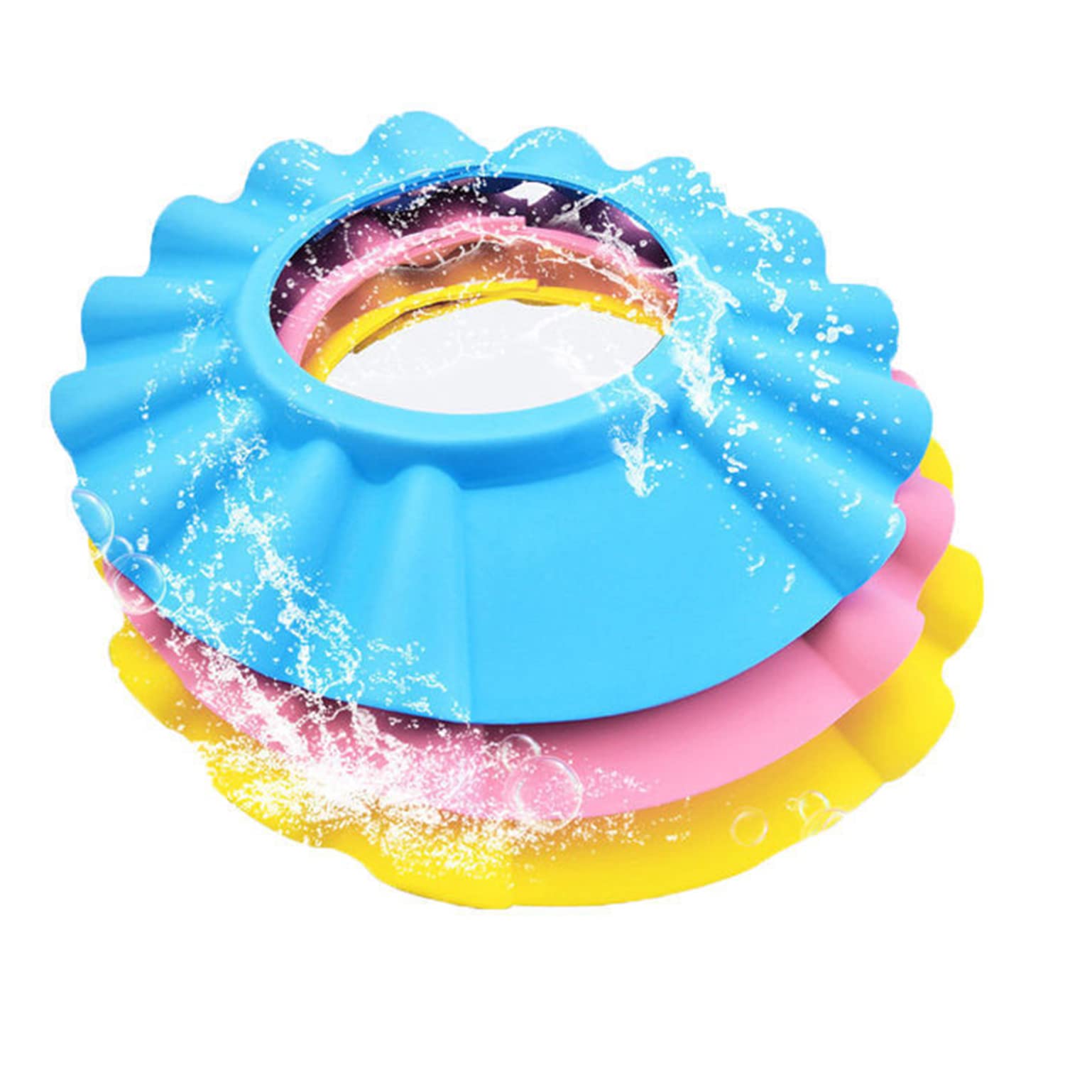 3 piezas Gorro de Ducha Bebé, Ajustable Visera Baño Niños, Sombrero Baño Bebé, Sombrero Champú Baño Ajustable, Ajustable Gorro Ducha Bebe para Protege Los ojos y las orejas para Niños & Bebés