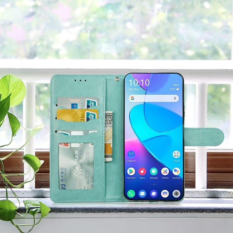 Image of amazon basics Redmi Note 15 5G Flip Cover | Card Pockets Wallet & Stand | Flip Cover for Redmi Note 15 5G (Green Elephant)