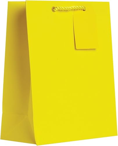 Miniatura 2 de Jillson Roberts 6 bolsas de regalo medianas de 8 x 10 x 4 pulgadas para todas las ocasiones, disponibles en 20 colores lisos, amarillo mate