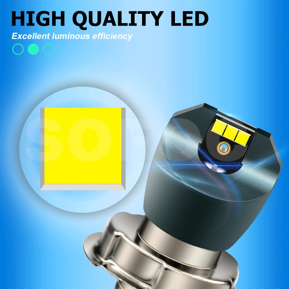 SOFOC P26S Lampadina LED Bassa Decadenza Luminosa Nessun Punto Scuro 6000K Bianco Faro Motociclo con Driver Corrente Costante 2Pcs