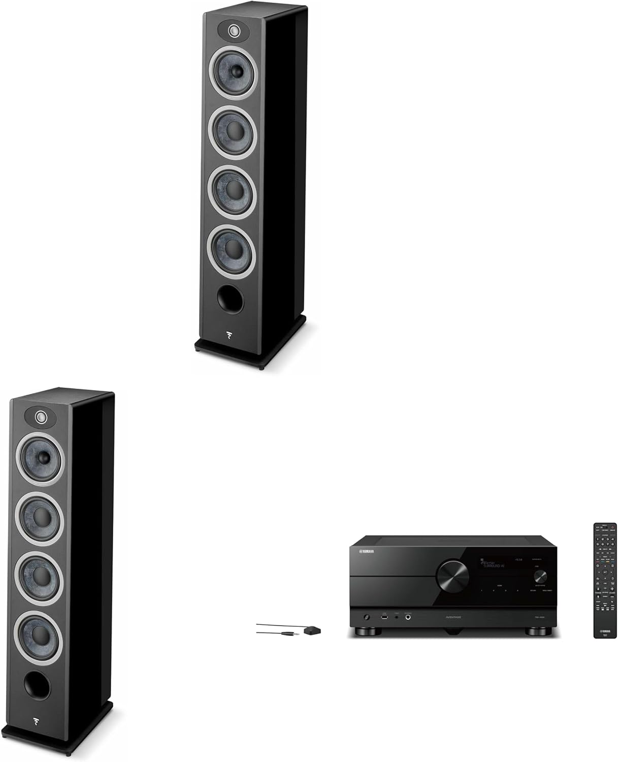 Focal Vestia No3 Black Floorstanding Speakers (Pair) with RX-A8A Receiver Bundle