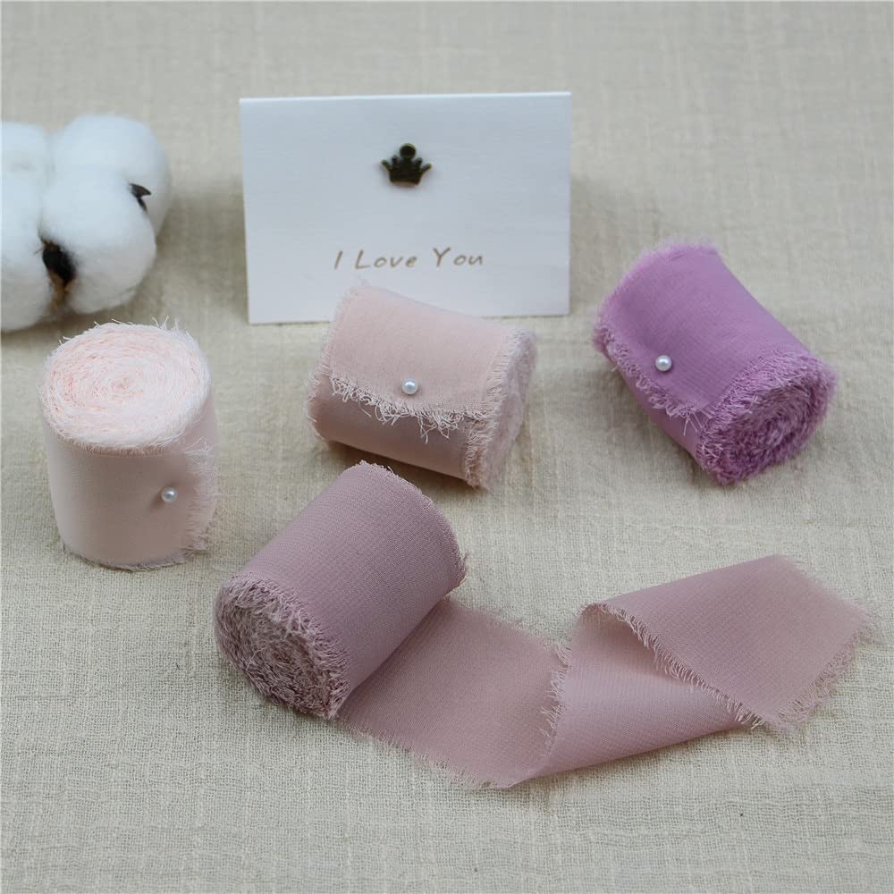 Lot 3 Rouleaux Vintage Lot De 3 Rouleaux De Ruban En Mousseline De Soie - 3,8 Cm X Ruban Décoration Mariage Cadeaux