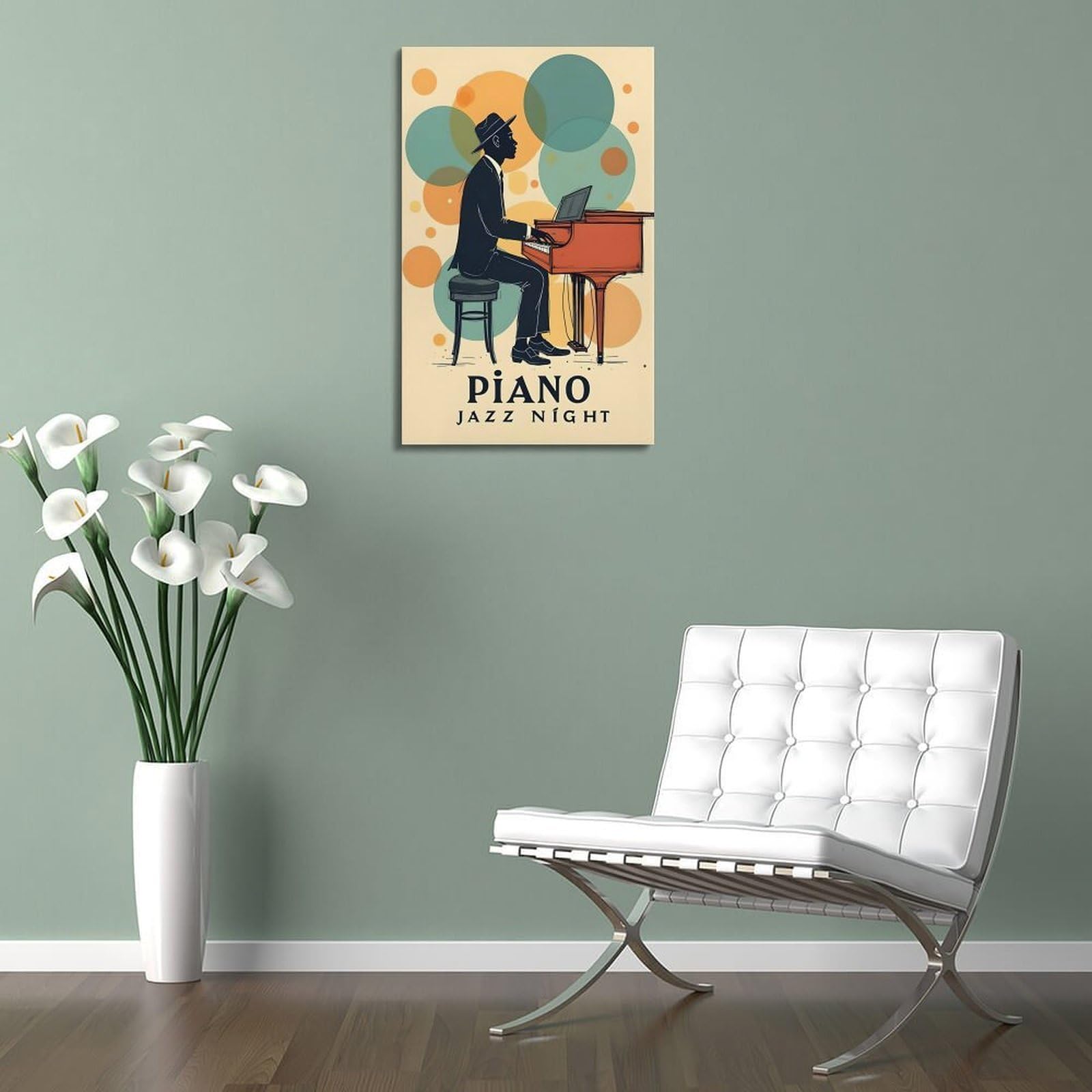 CWLLOG Stampe artistiche da parete su tela, poster con musica jazz, pianista, stile moderno, decorazione per soggiorno e camera da letto, 60 x 90 cm