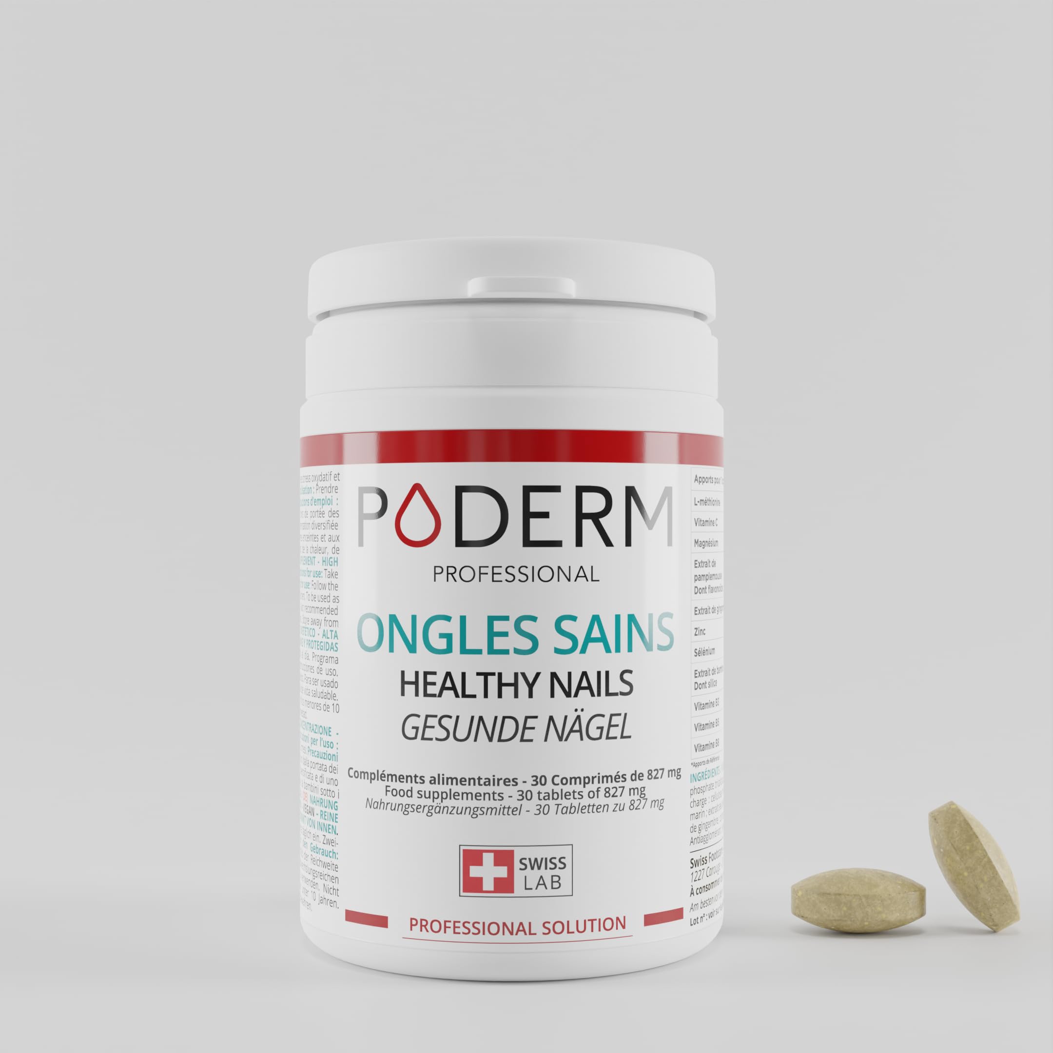 PODERM - ONGLES SAINS COMPLEMENT ALIMENTAIRE 30 jours| Répare et fortifie l’ongle | Cure professionnelle pied/main | Facile & rapide | Swiss Made