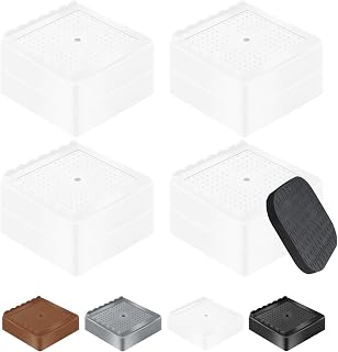 shouwuhho Furniture Risers, 4 Pack Bed Risers with Non-Slip Grip and Heavy Duty Support, 1 Inch 2 Inch 3 Inch 4 Inch Height Lift for Couch, Sofa, Table, Desk, Chair, Refrigerator - White, 1+1 Inch