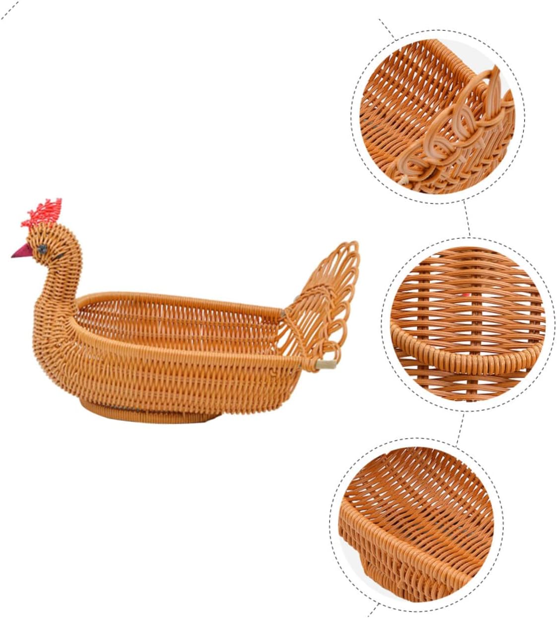 Peafowl Shape Woven Fruits Basket Brown PP for Candies and Fried Food