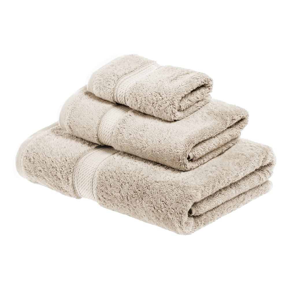 Superior Egyptian Cotton Pile 3 Piece Towel Set, Includes 1 Bath, 1 Hand, 1 Face Towel/Washcloth, Ultra Soft Luxury Towels, Thick Plush Essentials,