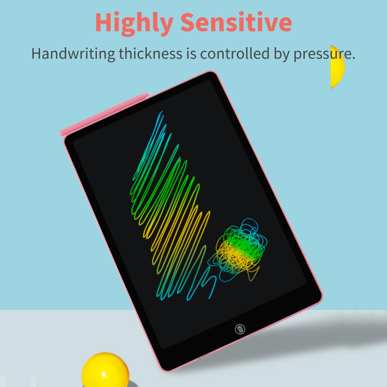 LCD Writing Tablet, 16 in Double Display Digital Notebook, Electronic Drawing Pads with Pen, Writing Board Pad for School Office Home, Christmas Birthday Gifts, Pink — view 5