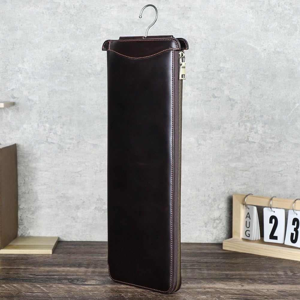 Porta Cravatte in Pelle con Gancio, Borsa Portatile per Due Cravatte, Ideale per Viaggi d'Affari E per L'uso Quotidiano.