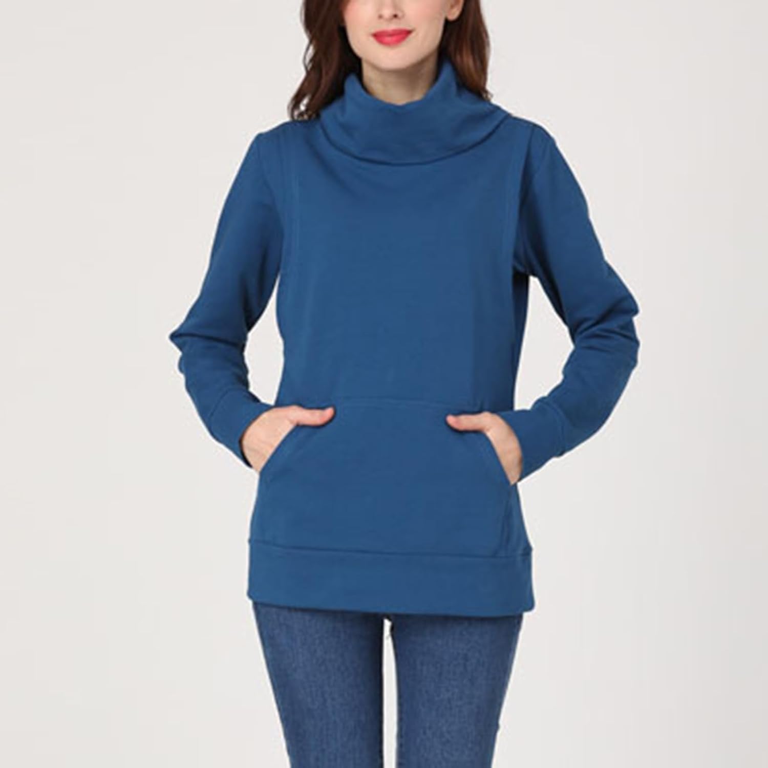 Women Turtleneck Nursing Tops Long Sleeve Maternity Top Breastfeeding Tees Cotton Solid Color Pregnancy Blouses 2025