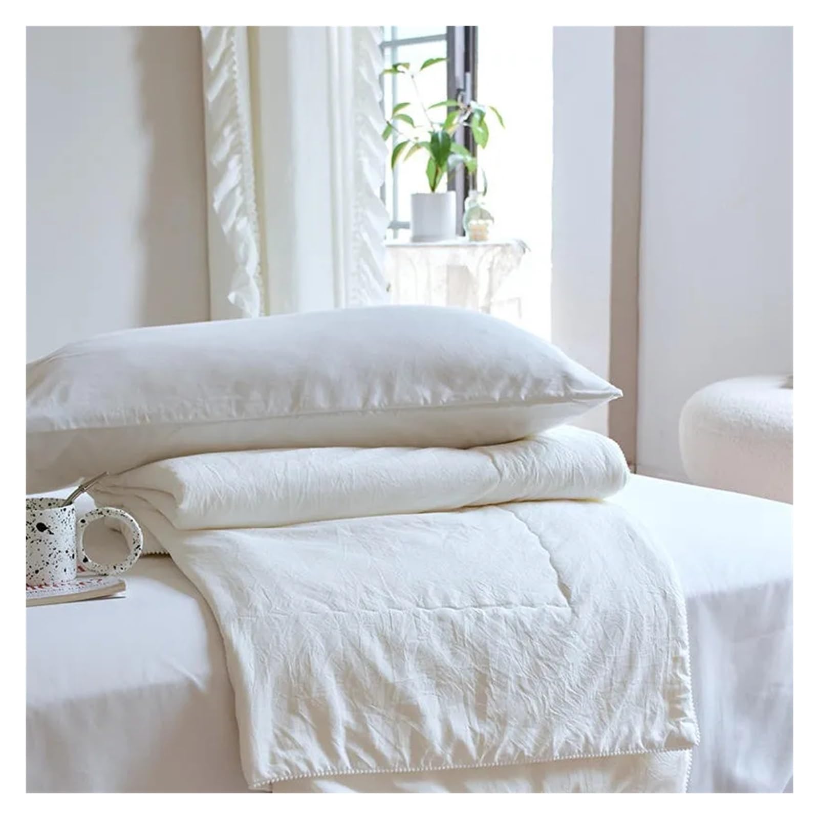 ADovz 4 pezzi estate trapunta sottile coperta lenzuolo piatto fodere for cuscini, 100% cotone leggero traspirante lavabile in lavatrice morbido e confortevole for il sonno,Lenzuola