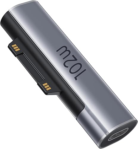 Adaptador de carga de conector de superficie a USB C, 1 paquete, adaptador magnético de 15 V 102 W tipo C a superficie, requiere cargador de 45 W65