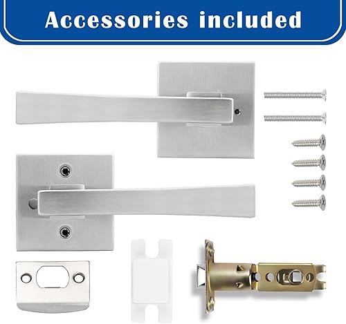 Miniatura 7 de Orger Paquete de 2 manijas de puerta simuladas de níquel satinado que no giran, manija de puerta falsa de níquel, manija de puerta interior cuadrada