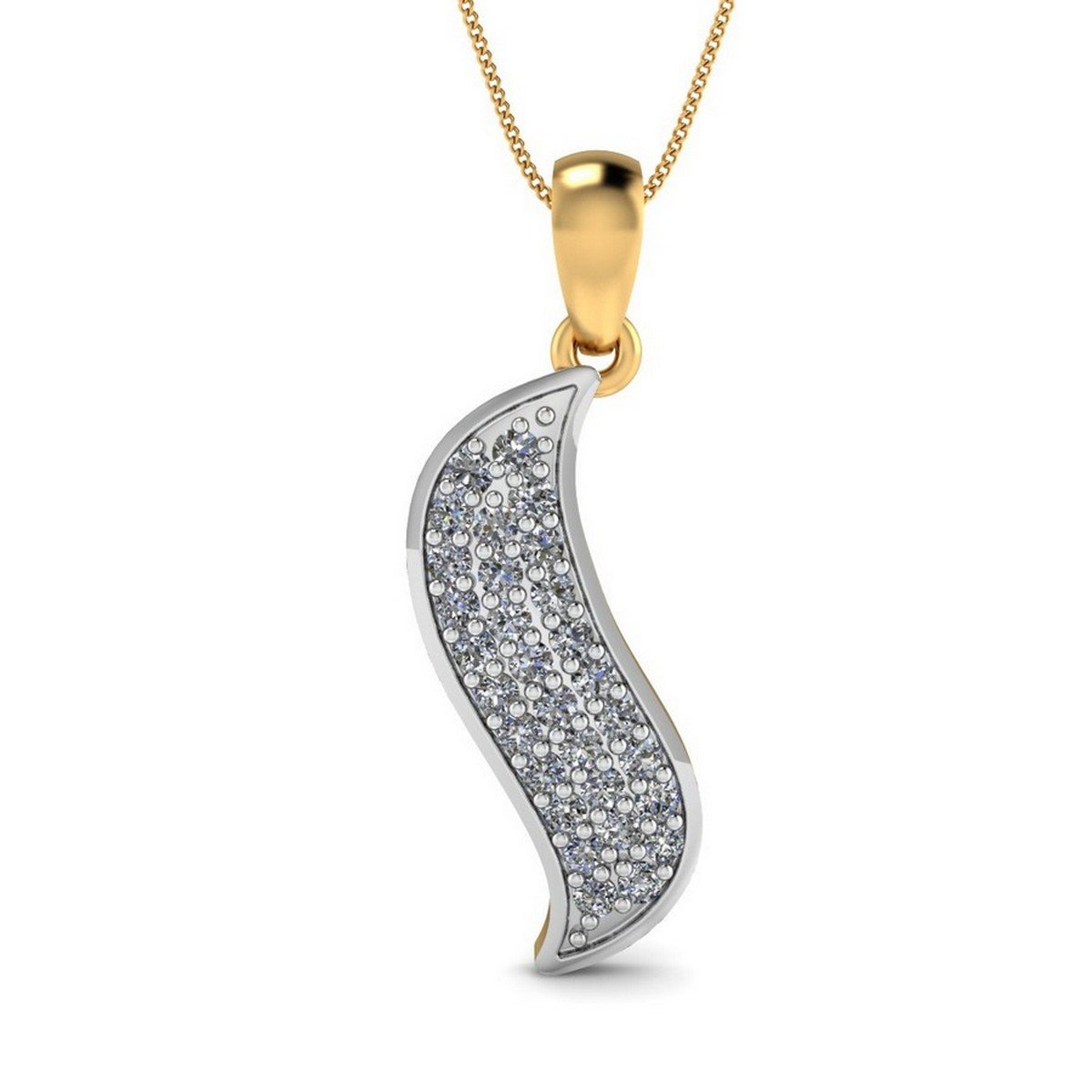 18KT Yellow Gold Wave Rush Pendant for Women-image-46