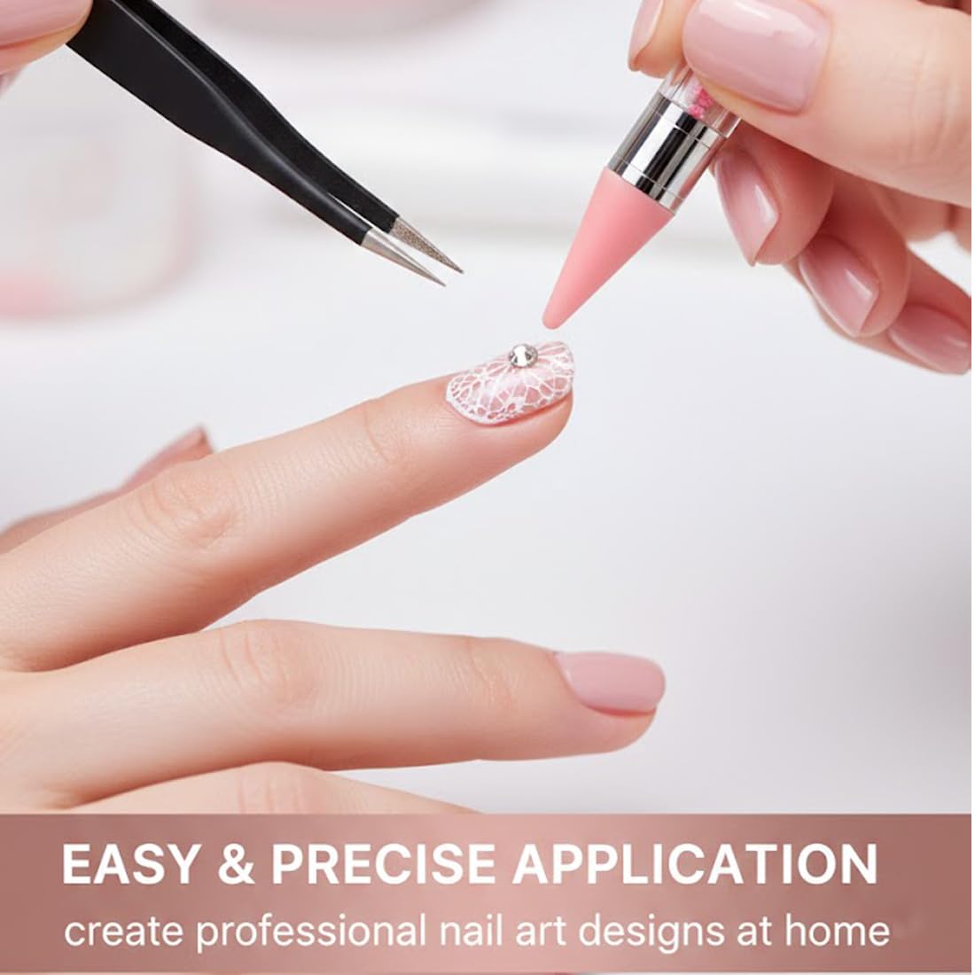 2 Set Penna di Cera per Strass Unghie con Punte di Ricambio e Pinzetta, Penna per Nail Art di Precisione, Brillantini Unghie, Strass Nail Pen per Decorazioni Unghie e DIY