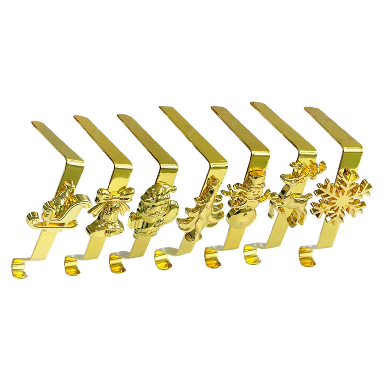 Msioytog Christmas Place Shelf Hook Set Includes 7 Decorative Iron Hangers Without Slip Base for Place Stocking Display Stocking Holders Iron
