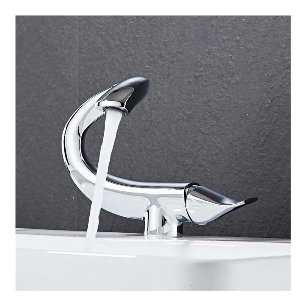 Brass Basin Faucet Hot and Cold Water Wash Basin Counter Basin Fixed Sitting Faucet FES-6066(Chrome,Short)
